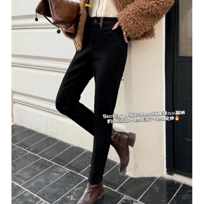 【南油玲姐】黑色加绒新款牛仔裤96063-1
