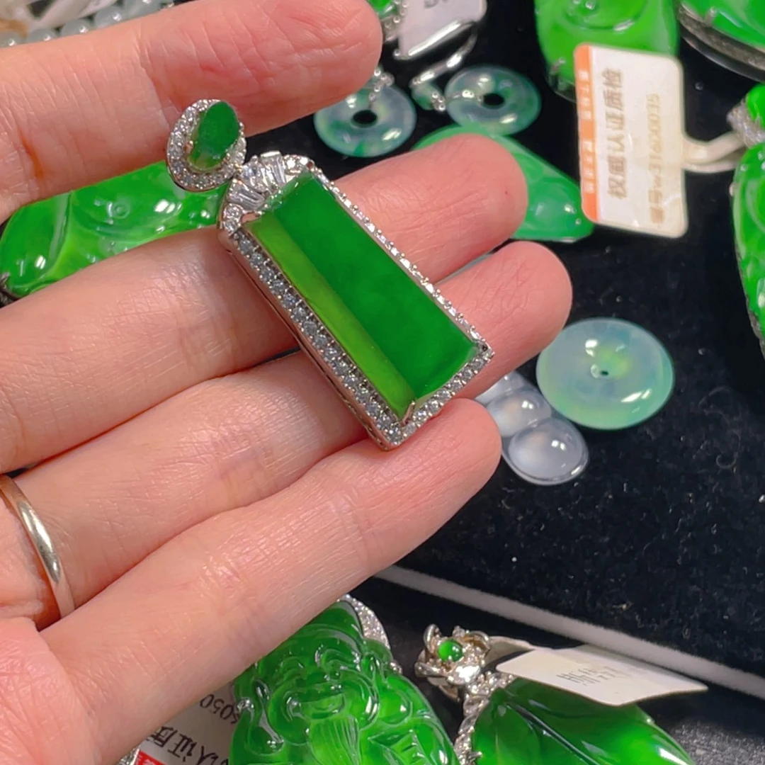 翡翠银S925镶嵌吊坠(不含链)