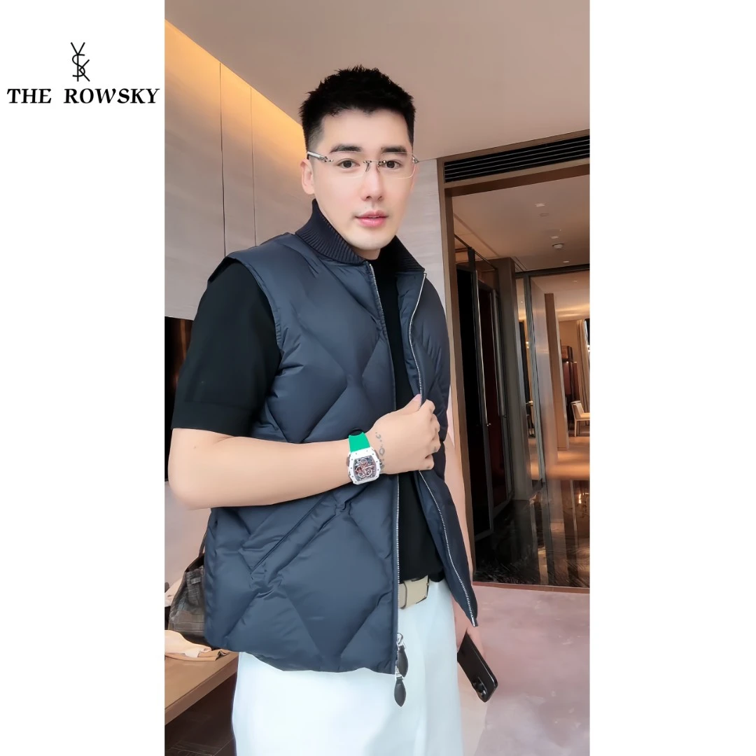杨圣坤2025新品男士90白鹅绒菱格立体绗缝翻领羽绒马夹SK2591906