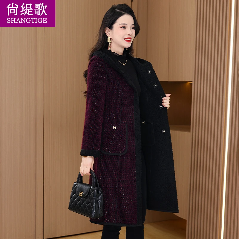 【尚缇歌】喜婆婆加绒加厚毛呢外套女2025新款秋冬高级感妈妈中长款