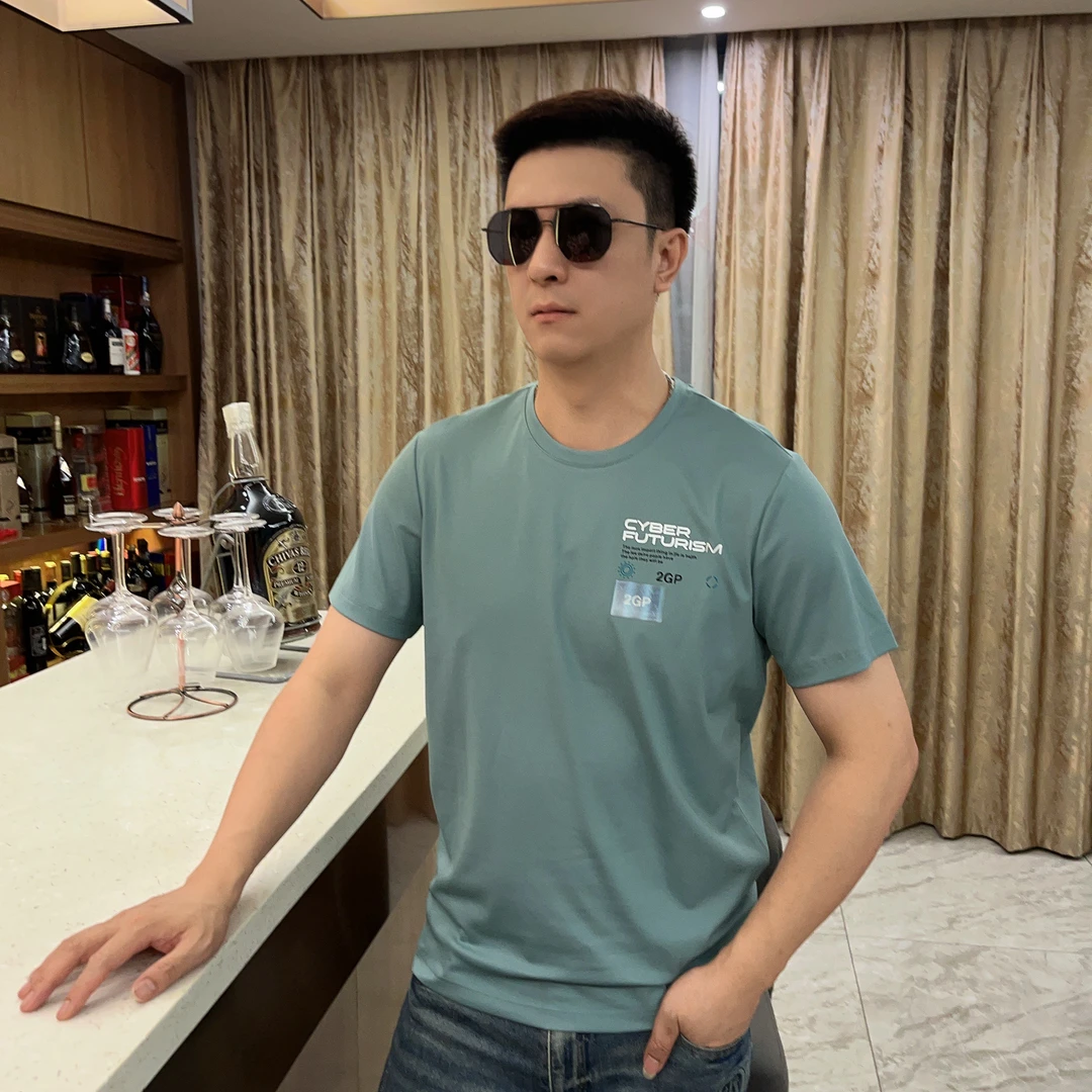2025夏季男士新款潮流图案字母印花上衣时尚短袖T恤高品质56736