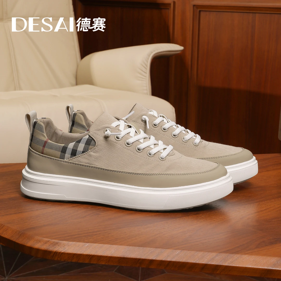 2025德赛新款秋冬运动休闲鞋男款轻便软底舒适板鞋低帮复古男鞋子