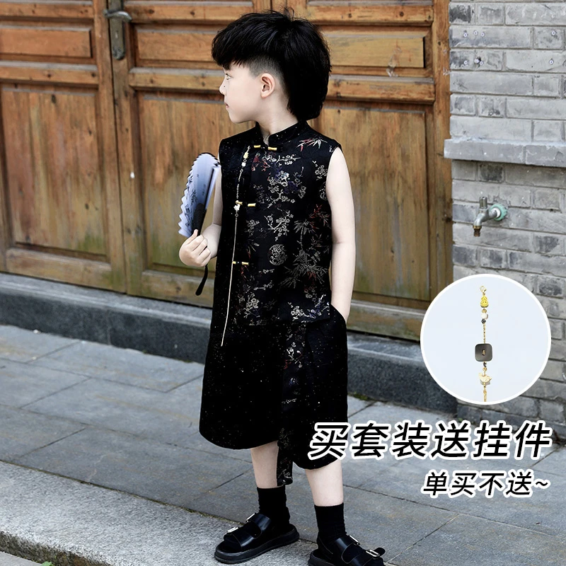 【现货】Jimmy妈童装 飒沓流星夏季儿童闪闪印花无袖马甲飘带裤套装