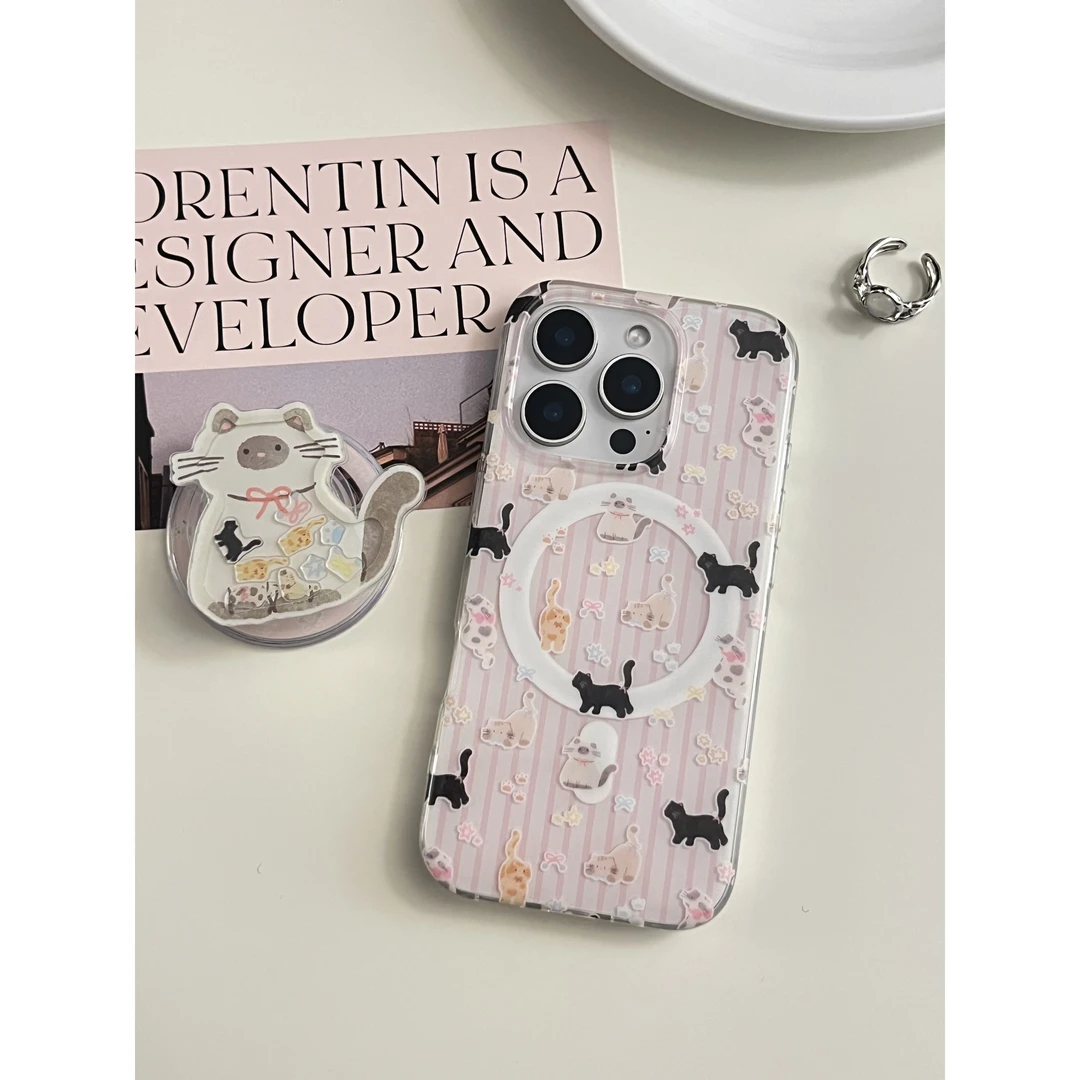 DD可爱萌宠猫咪适用于苹果16promax手机壳15PRO新款网红磁吸IMD女