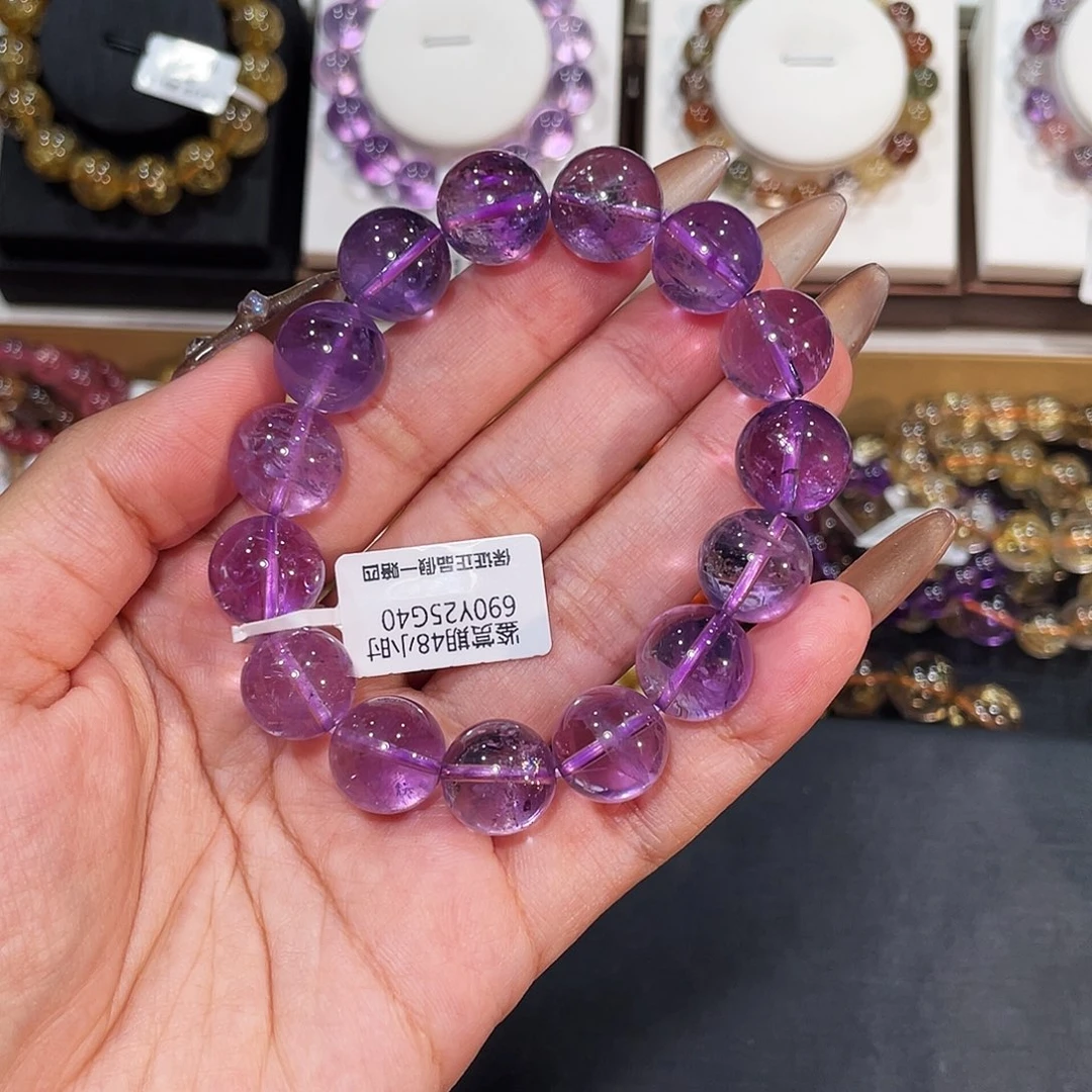 崔***怡手链水晶未镶嵌紫水晶13.6mm晶体有零片