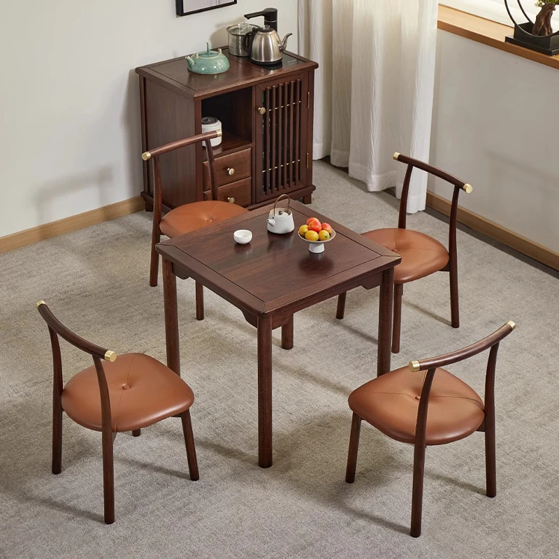 安庭木作乌金木八仙桌实木方桌餐桌家用吃饭桌四方桌两用麻将桌