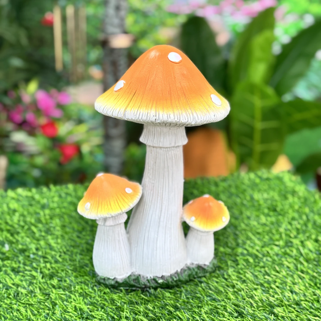 三头蘑菇庭院装饰花园小摆件户外别墅草坪花盆造景民宿布置微景观
