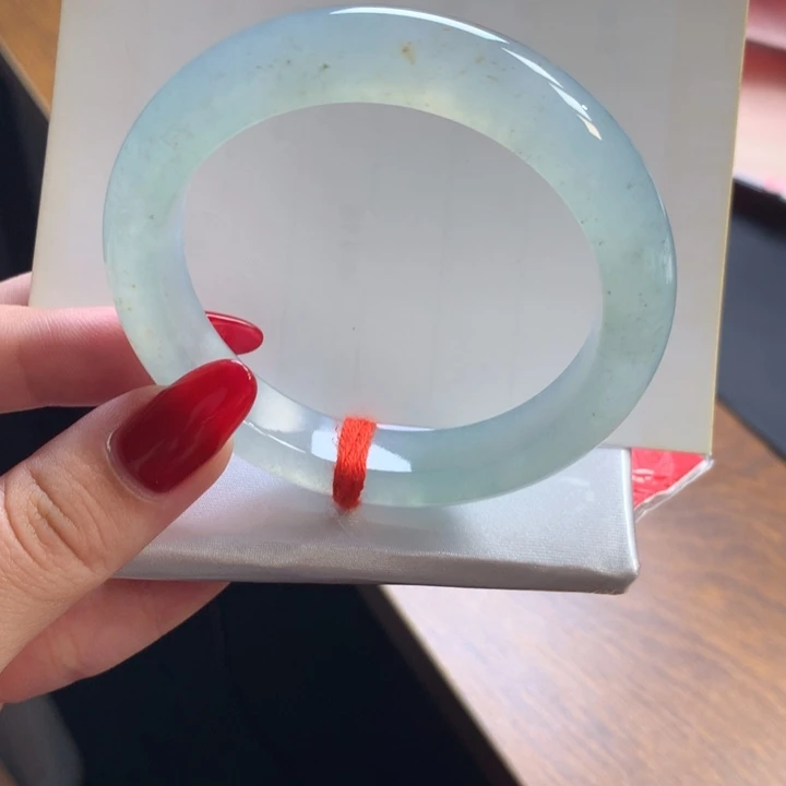 翡翠未镶嵌手镯冰晴水飘洒金正圈5253