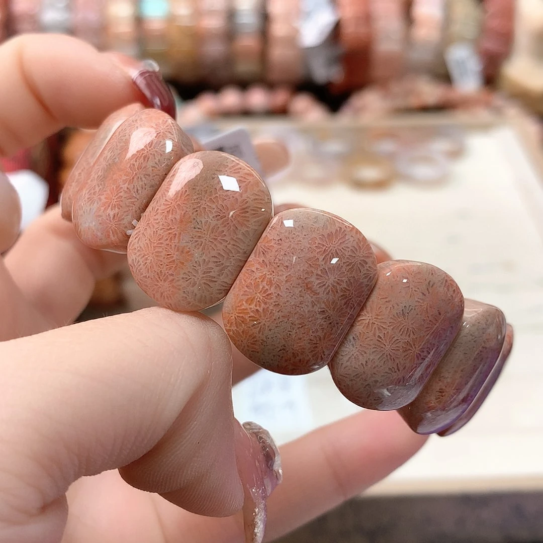 硅化珊瑚（珊瑚玉）手链未镶嵌乌****子546