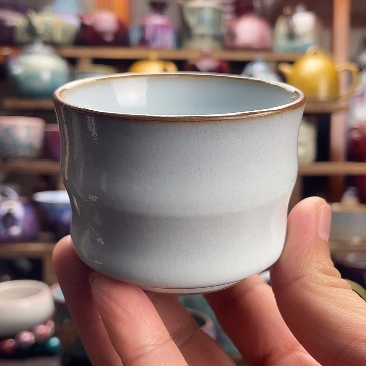 瓷杯子钧瓷釉变竹节杯