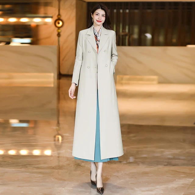 正式场合百搭中长风衣女2025春装新款高级感气质显瘦高档外套502