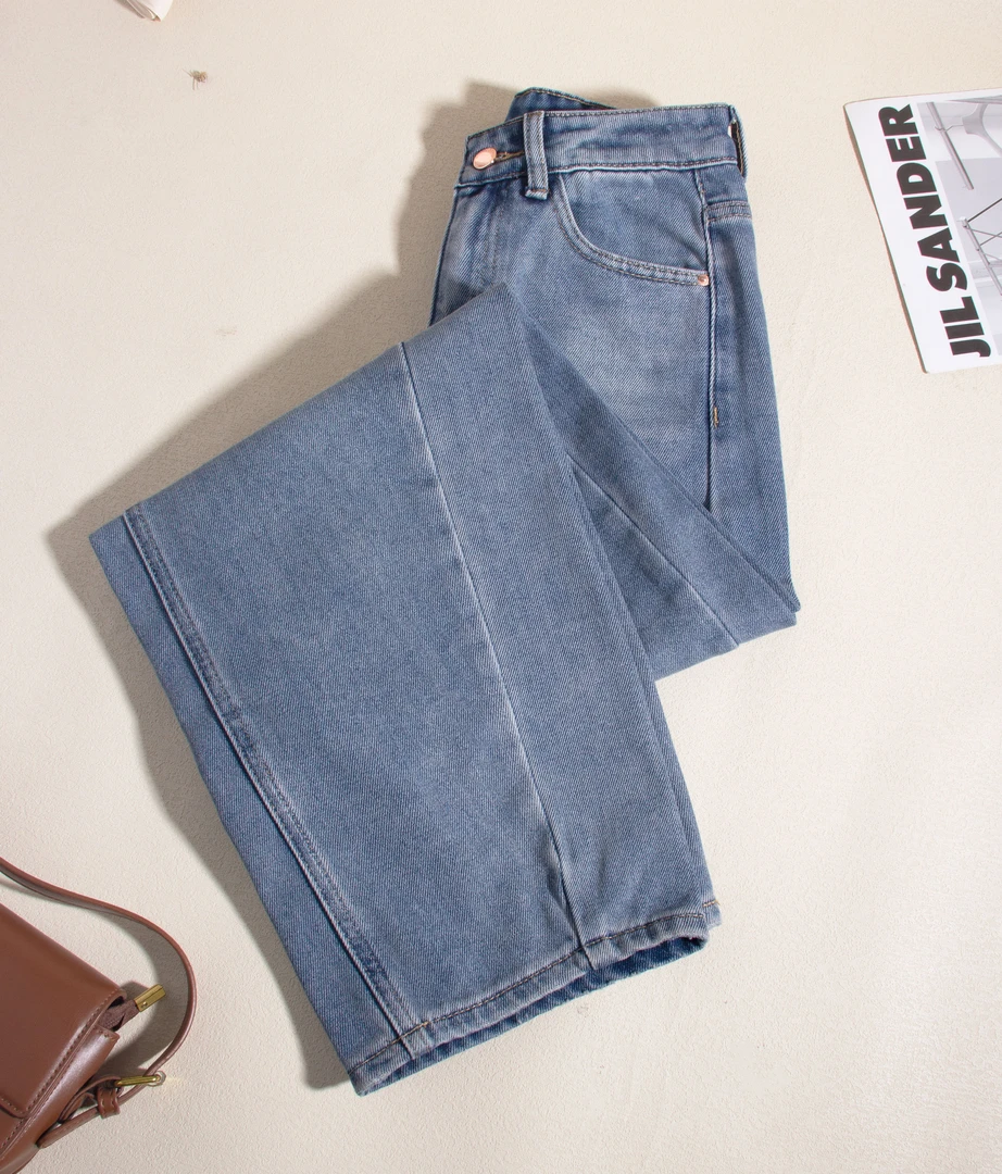 2369-流行镰刀裤女秋冬新款慵懒松弛感牛仔裤阔腿裤