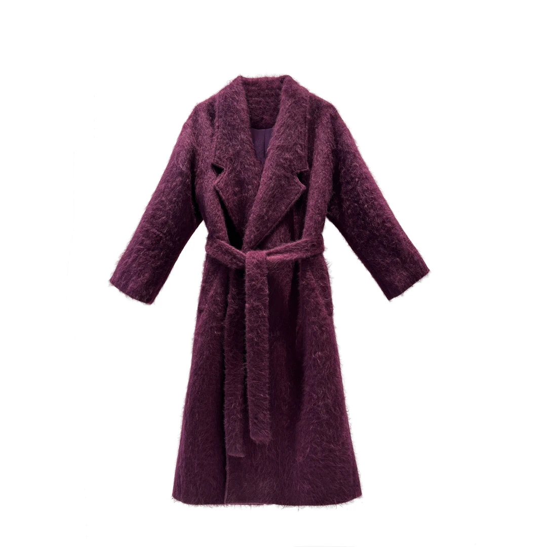 【ALSCANA】“无花果紫”羊绒拉毛大衣5507337