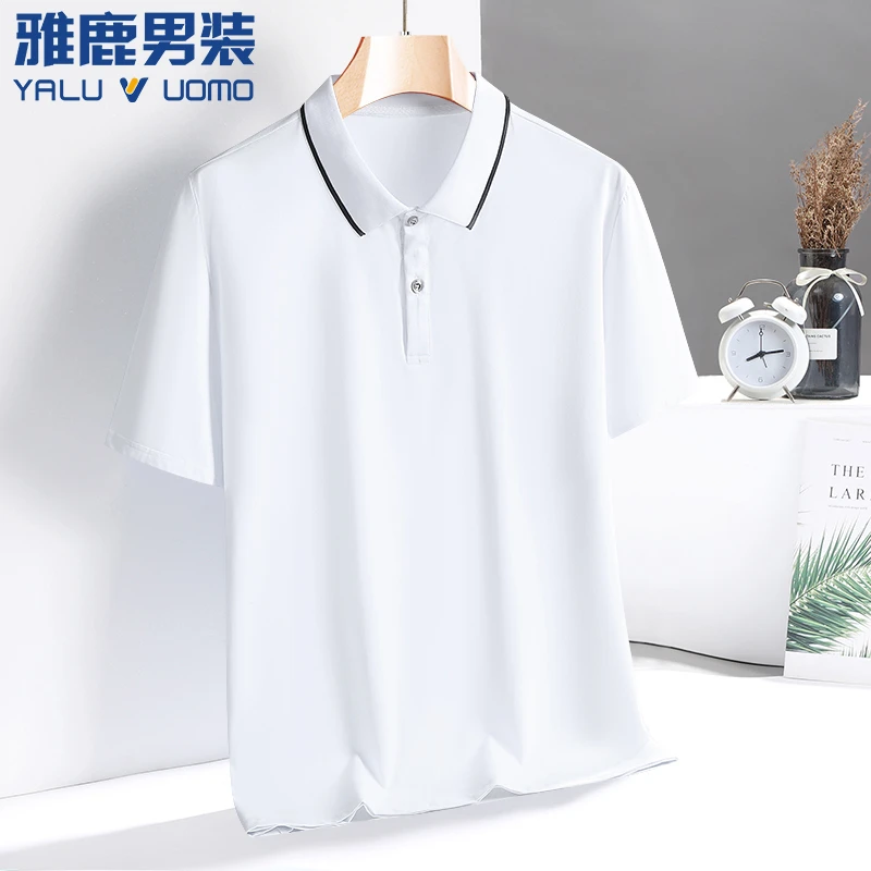 雅鹿男装男夏季Polo衫港风polo衫休闲宽松透气简约速干百搭棉短袖