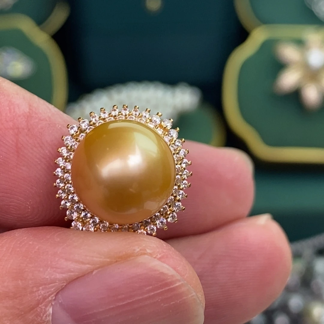 银S925镶嵌戒指海水珍珠