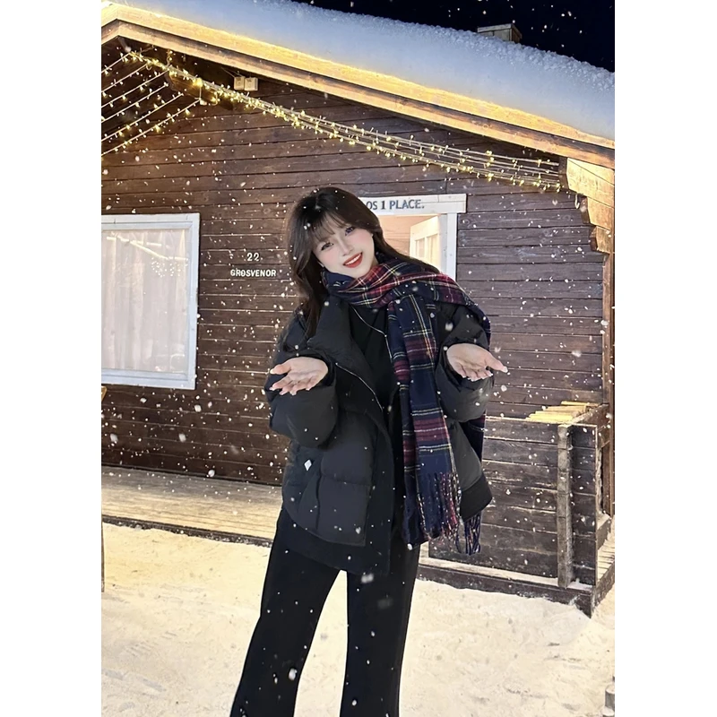 【胖丫丫】【小暖炉】韩系简约立领冬季设计感小众斜拉链外套