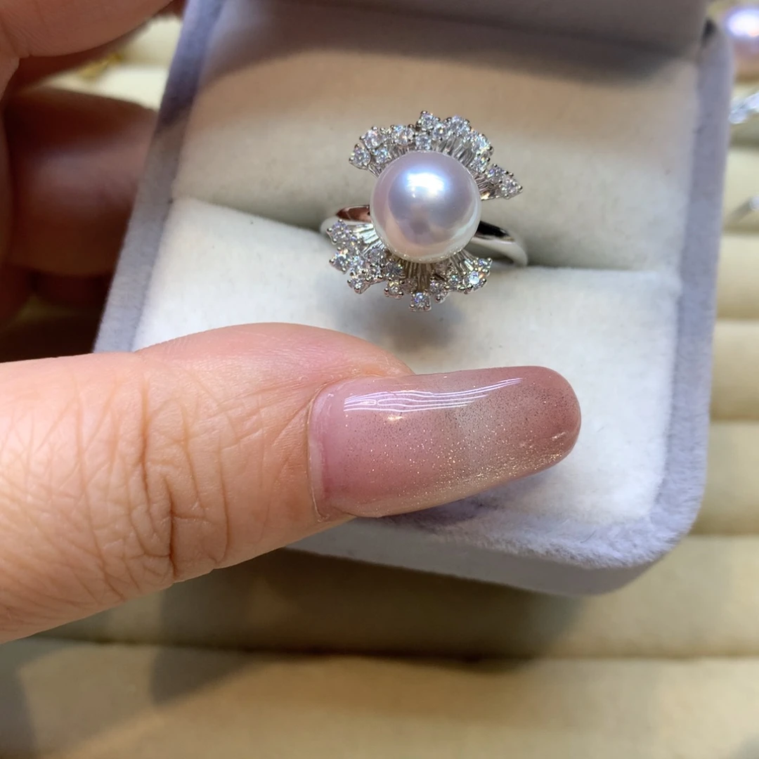 银S925镶嵌戒指海水珍珠