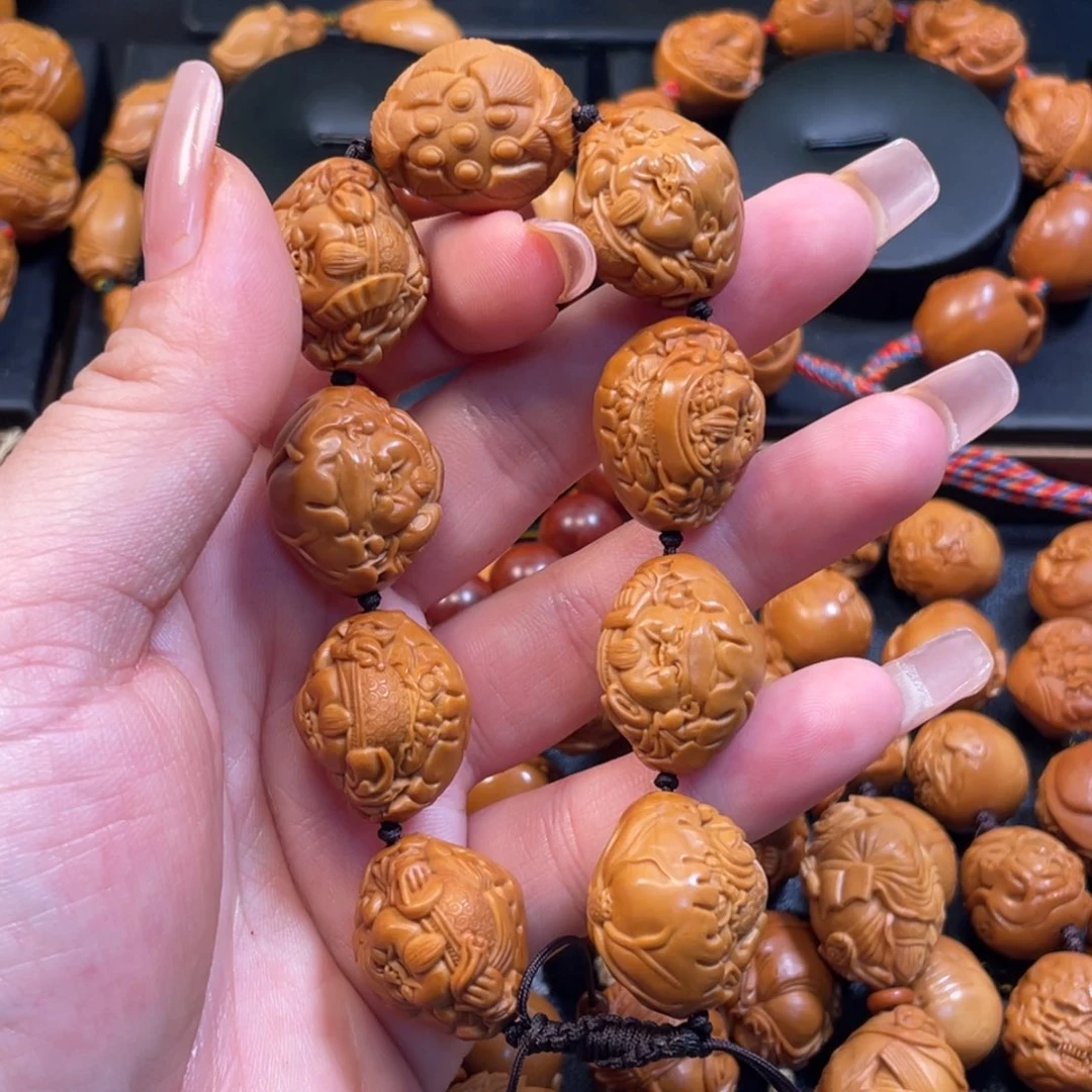 橄榄核手串/手链荷叶财神手工制作