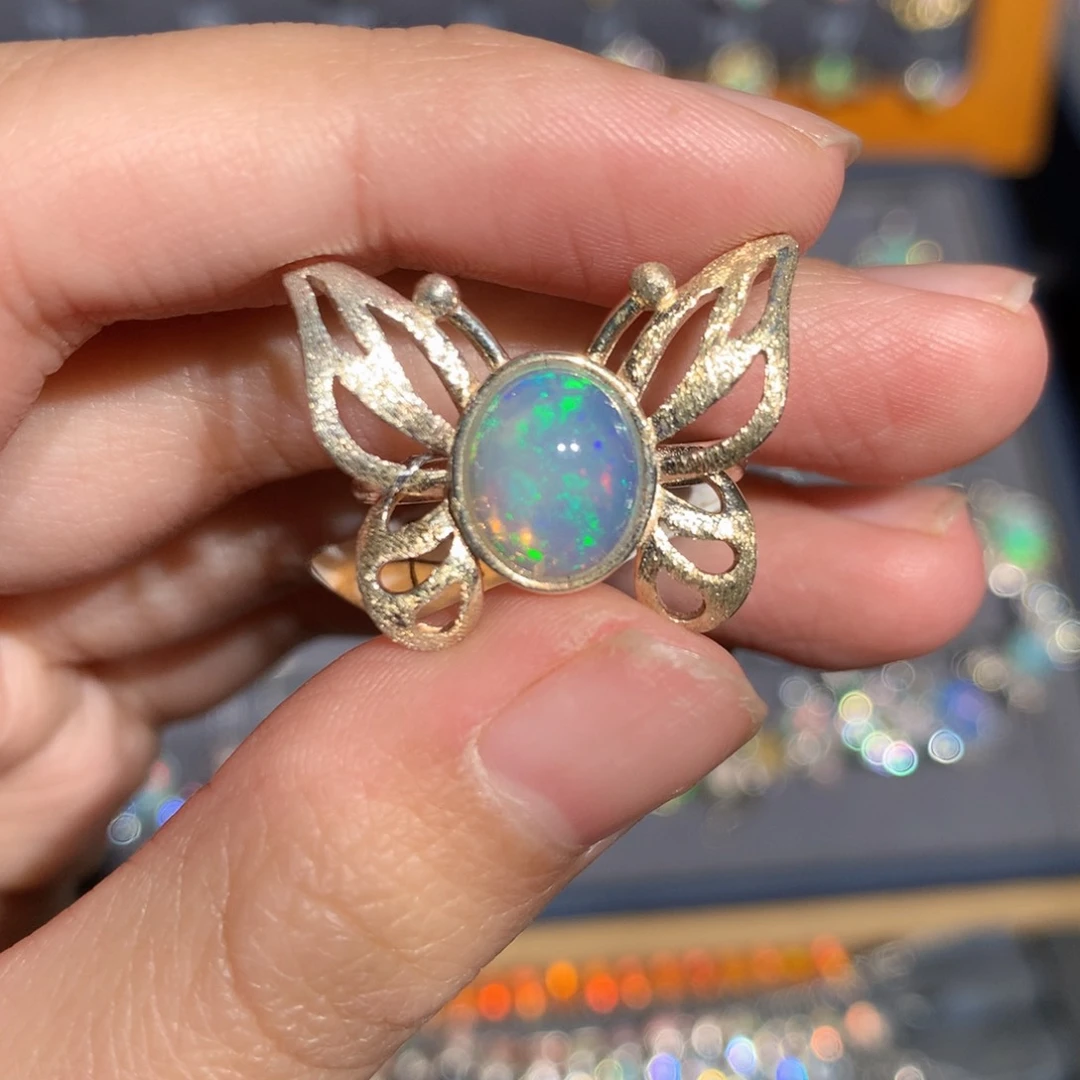 银S925镶嵌欧泊欧泊戒指y