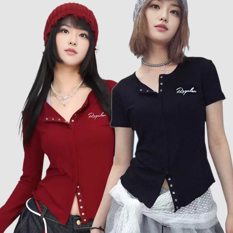 25新款//女士时尚休闲街头暗扣衣