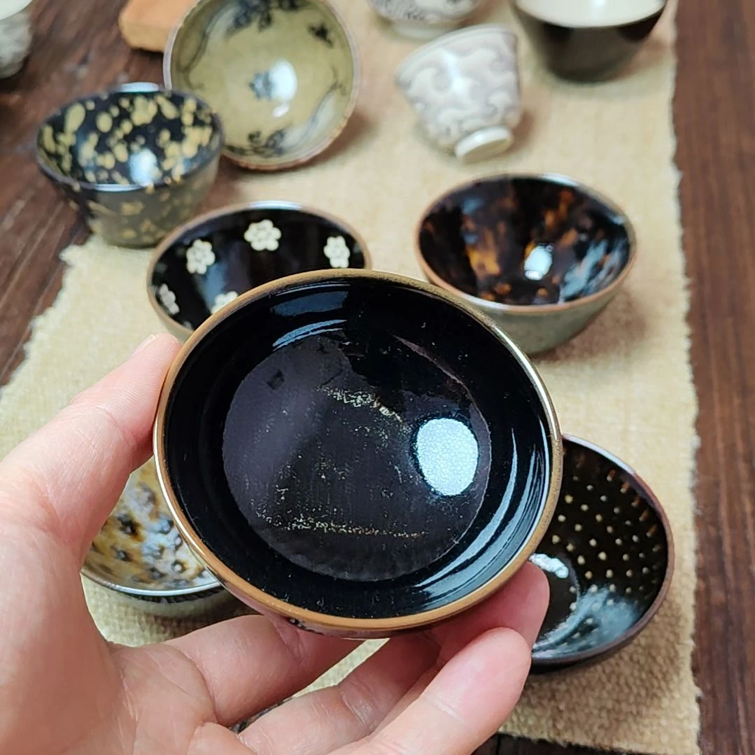 吉州窑原矿手工柴窑柴烧黑色釉盏主人杯（瑕品福利）