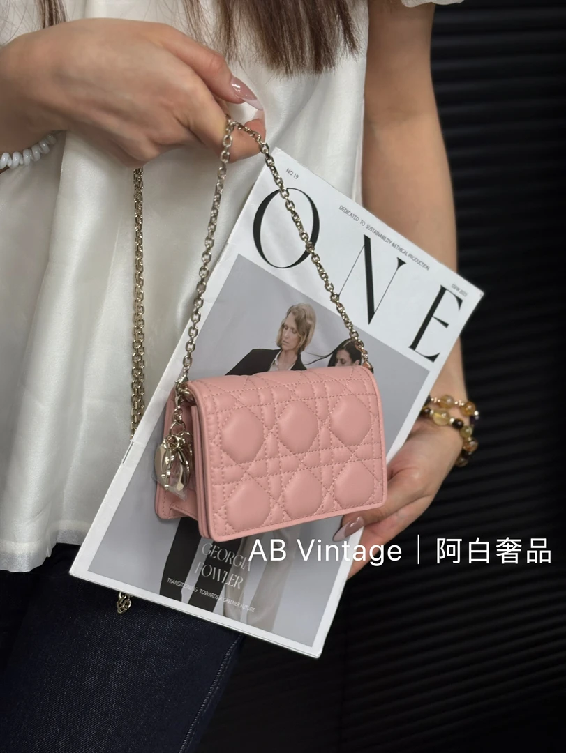 99新 DIOR/迪奥 阿白奢品/Dior 粉色nano单肩包