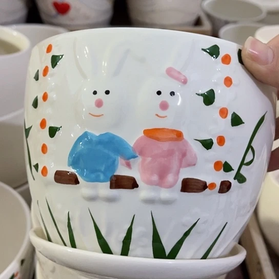 多肉绿植陶瓷花盆9.9包邮，有孔