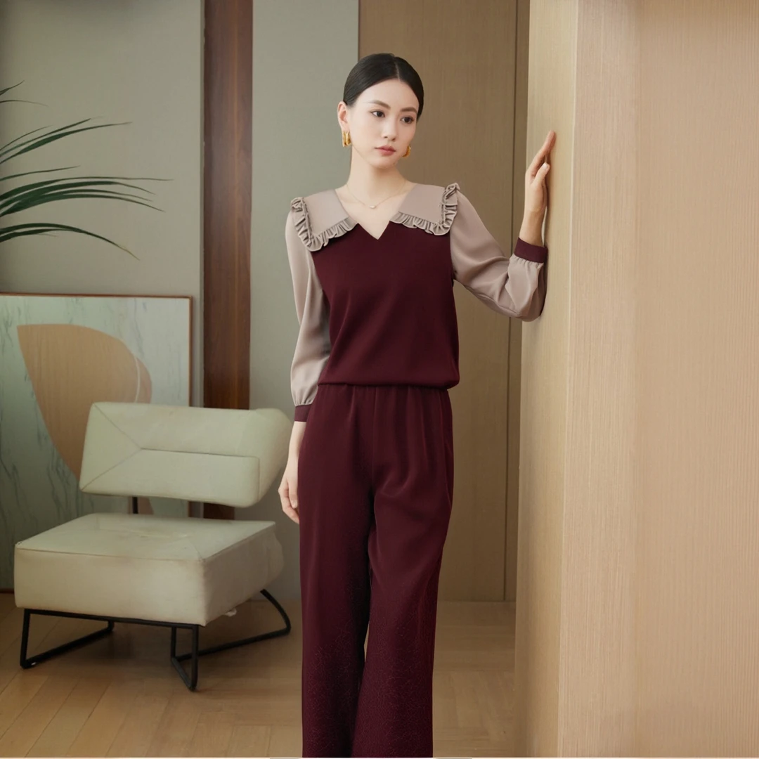 A【两件套】2025春秋新款套装气质女装洋气时尚高腰显瘦两件套D3199
