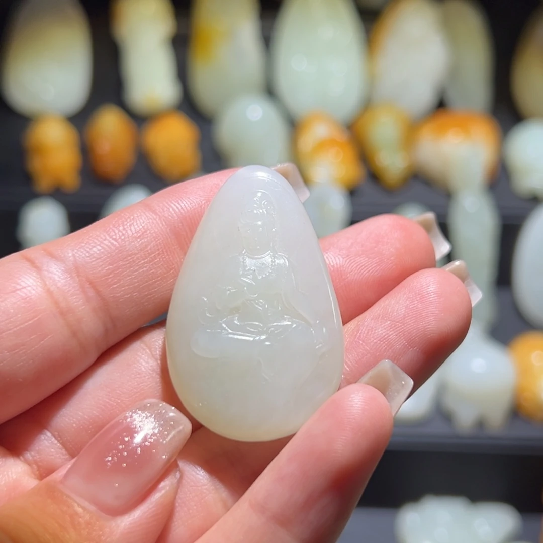 和田玉未镶嵌挂件微**我