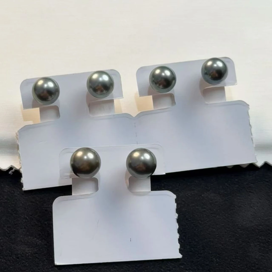 9-10mm经典简约款海水大溪地珍珠素钉耳钉大溪地S925银多样性发一