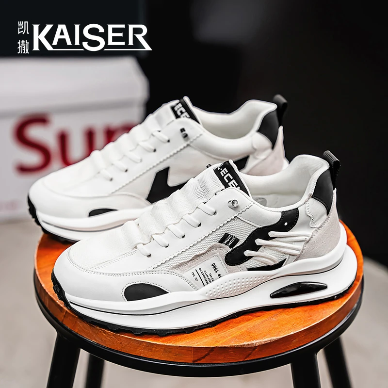 凯撒男鞋2025夏季透气网面休闲鞋子男款防滑耐磨运动时尚阿甘鞋