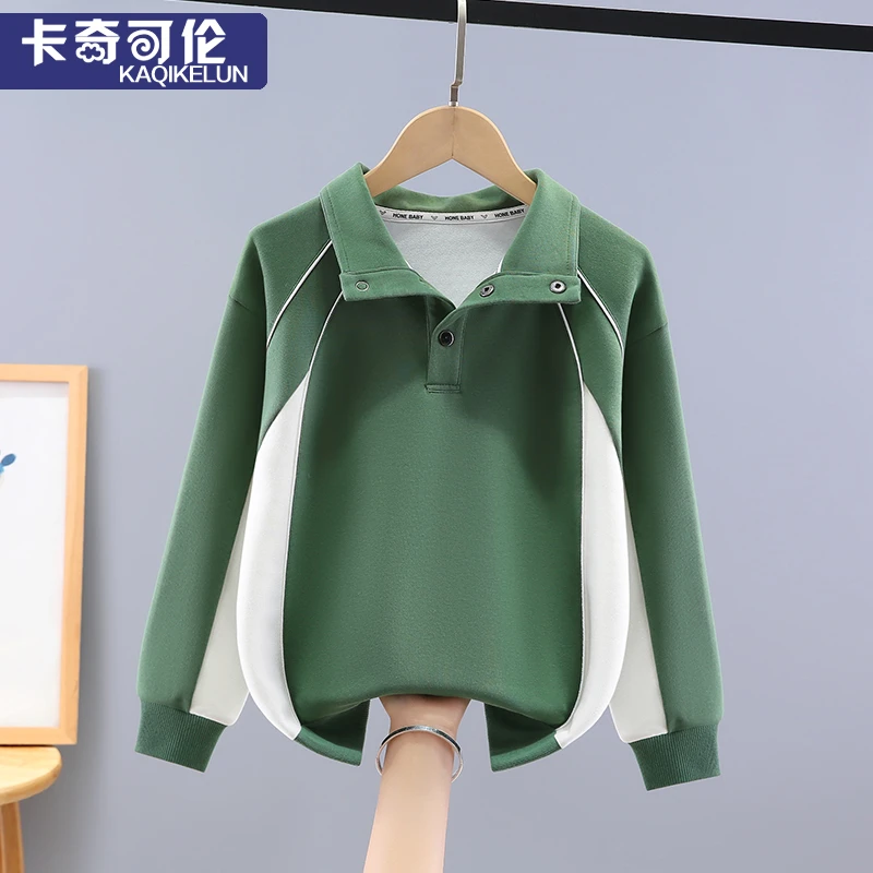 男童卫衣春秋款2025新款儿童衣服大童痞帅童装男孩上衣POLO领秋装