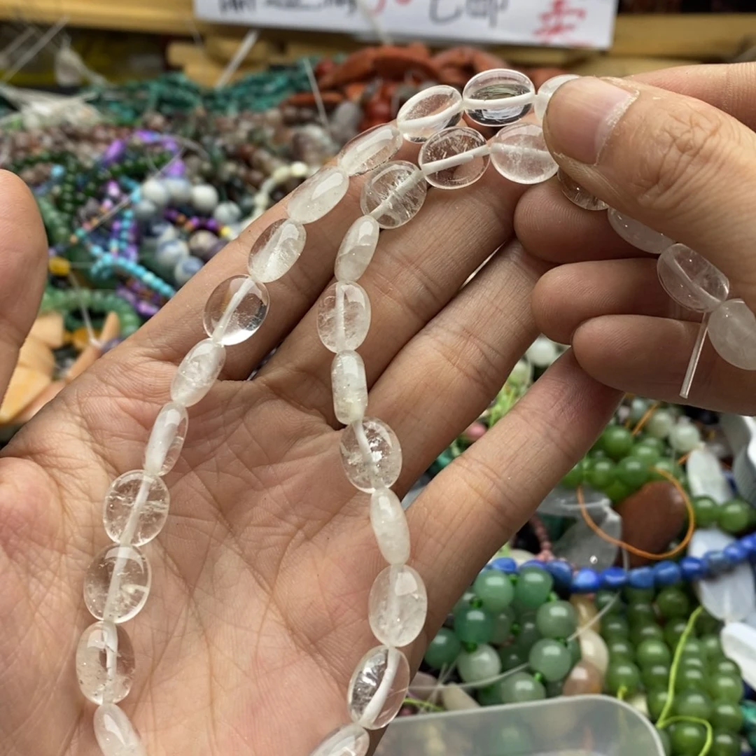 玛瑙/玉髓未镶嵌珠宝半成品一条10×12白水晶蛋形G190