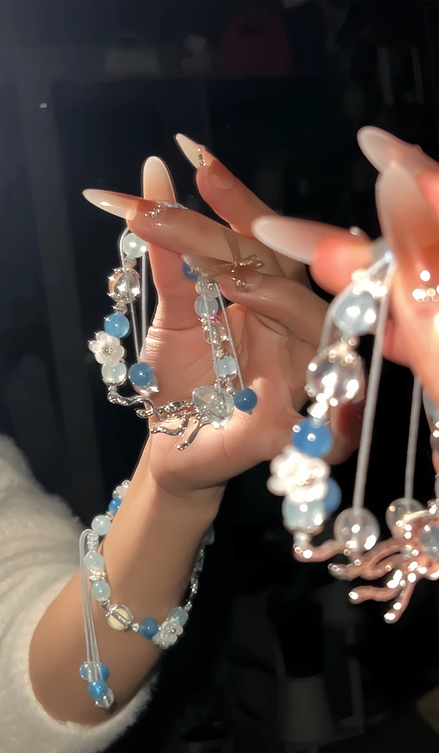 合金琉璃手链 【深海】原创手链手作蓝色单圈diy水母编绳