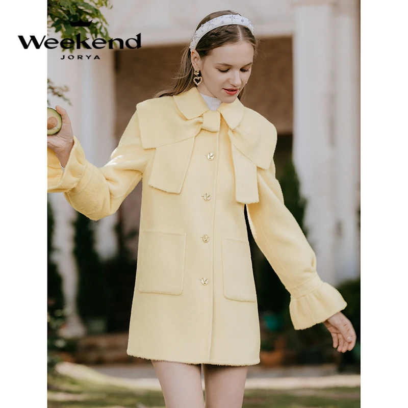 卓雅周末秋季新款领翻领中长款毛呢外套EJWCCQ85