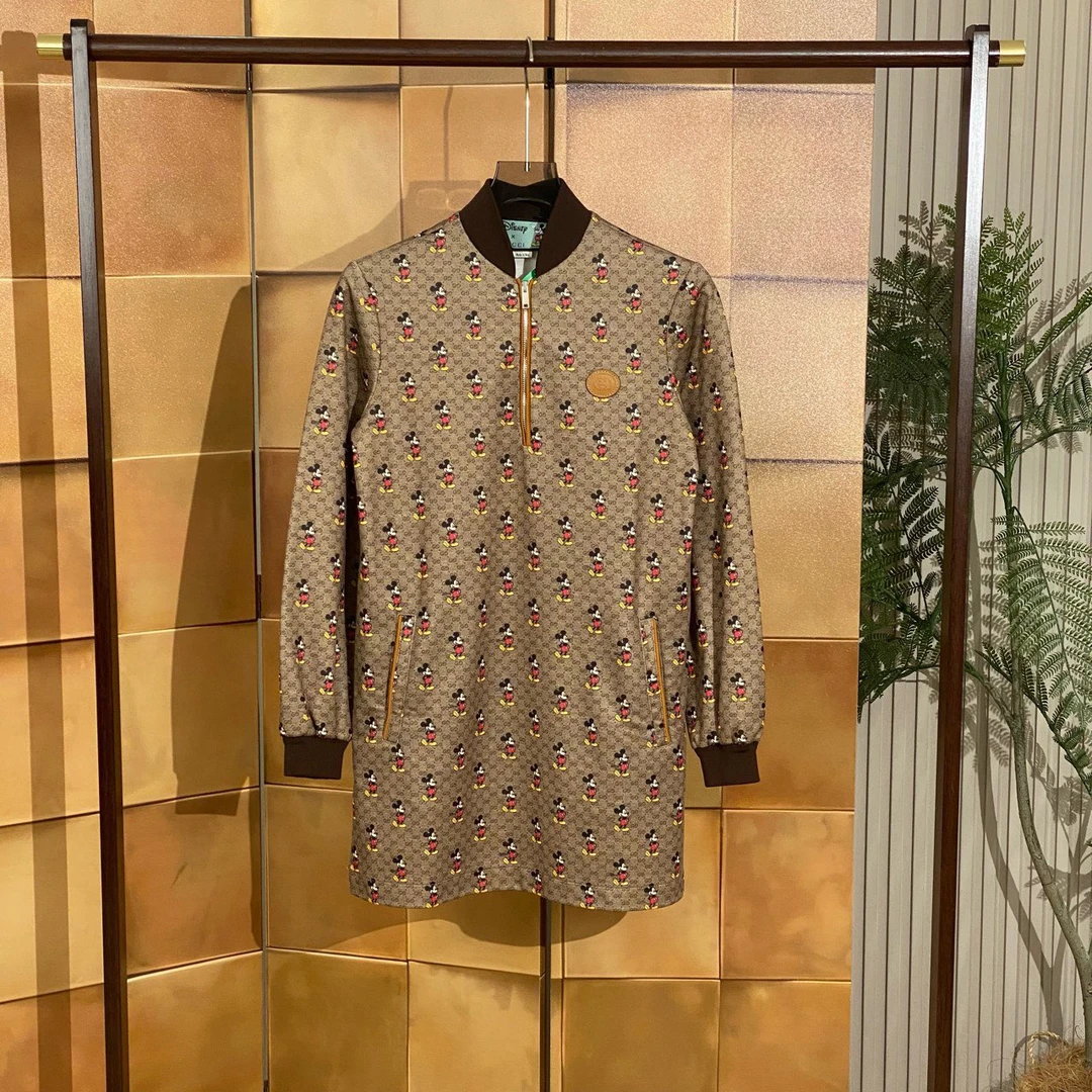 Gucci Disney米奇老花满印半拉链连衣裙/os xxs码/99新带吊/42361