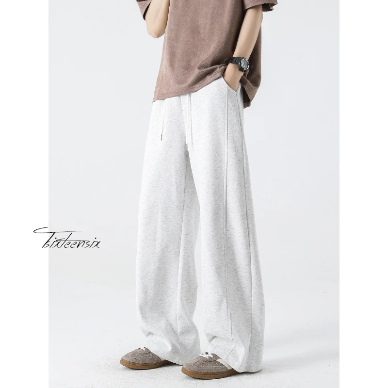 新款美式结构弯刀卫裤男士夏季重磅宽松薄款百搭潮阔腿运动长裤子