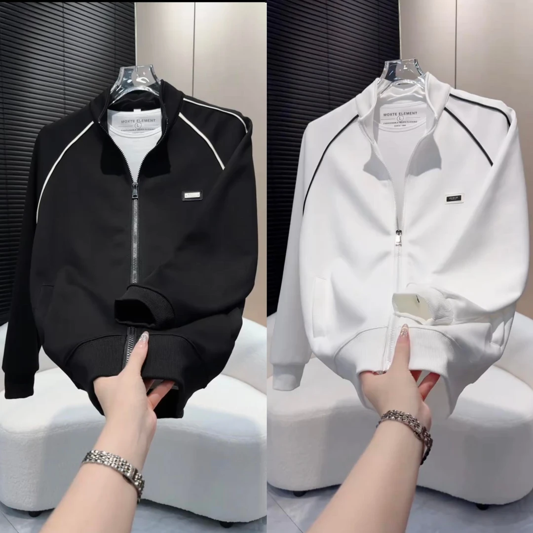 秋季新款潮牌立领夹克外套男士轻奢简约高端时尚宽松百搭休闲上衣