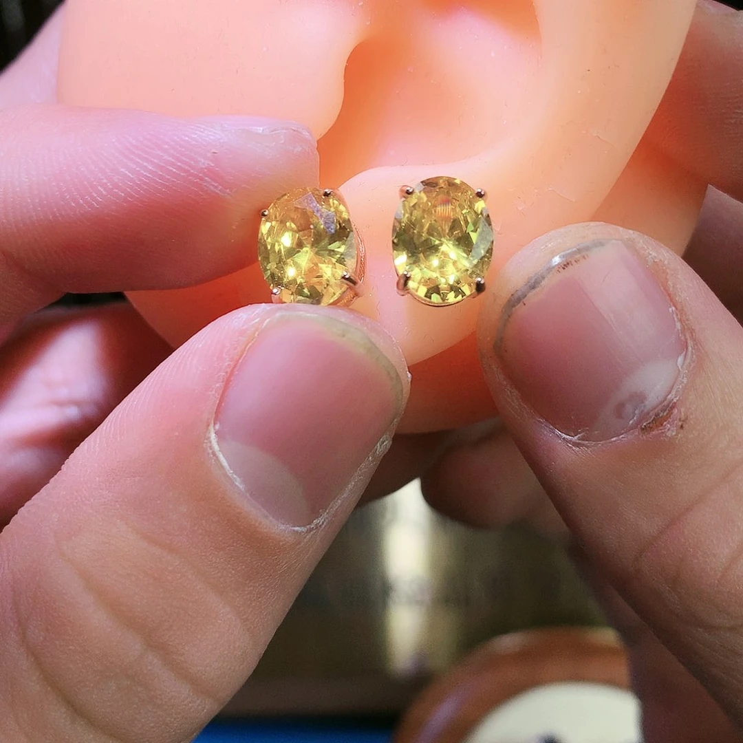 黄晶耳饰银S925镶嵌11111111111