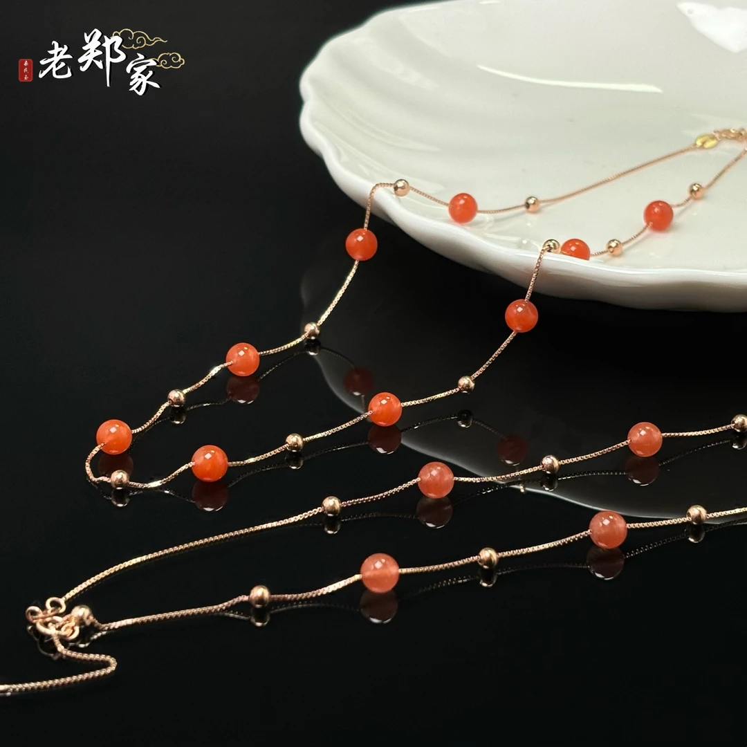 【老郑家】925银南红玛瑙满天星项链 约5mm+ 多样性发一件 JSY38