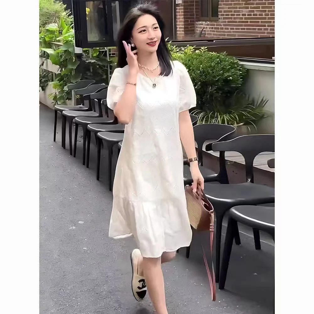 ROBELLE3黑白基础色调简单大方显瘦法式的A字型连衣裙宽松连衣裙