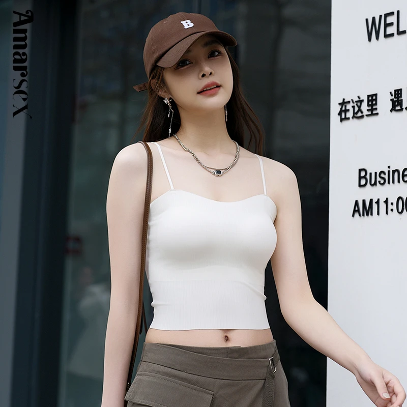 amarsex/艾梦.忆思【彼岸春】夏季内搭固定一体美背吊带女背心打底