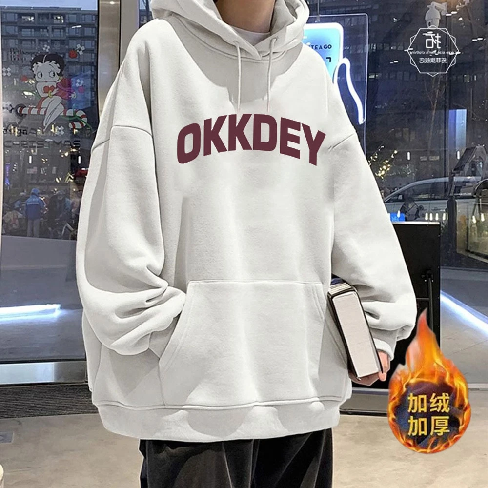 美式小众设计感高街字母2025新款印花连帽卫衣男秋季加绒宽松外套