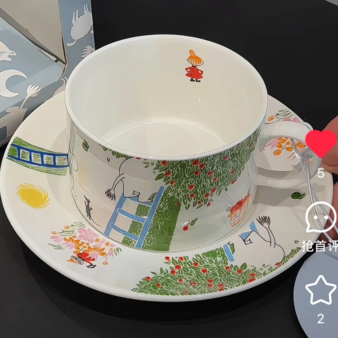大美陶瓷 |姆明餐具春之旅骨瓷咖啡杯套装礼盒280ml