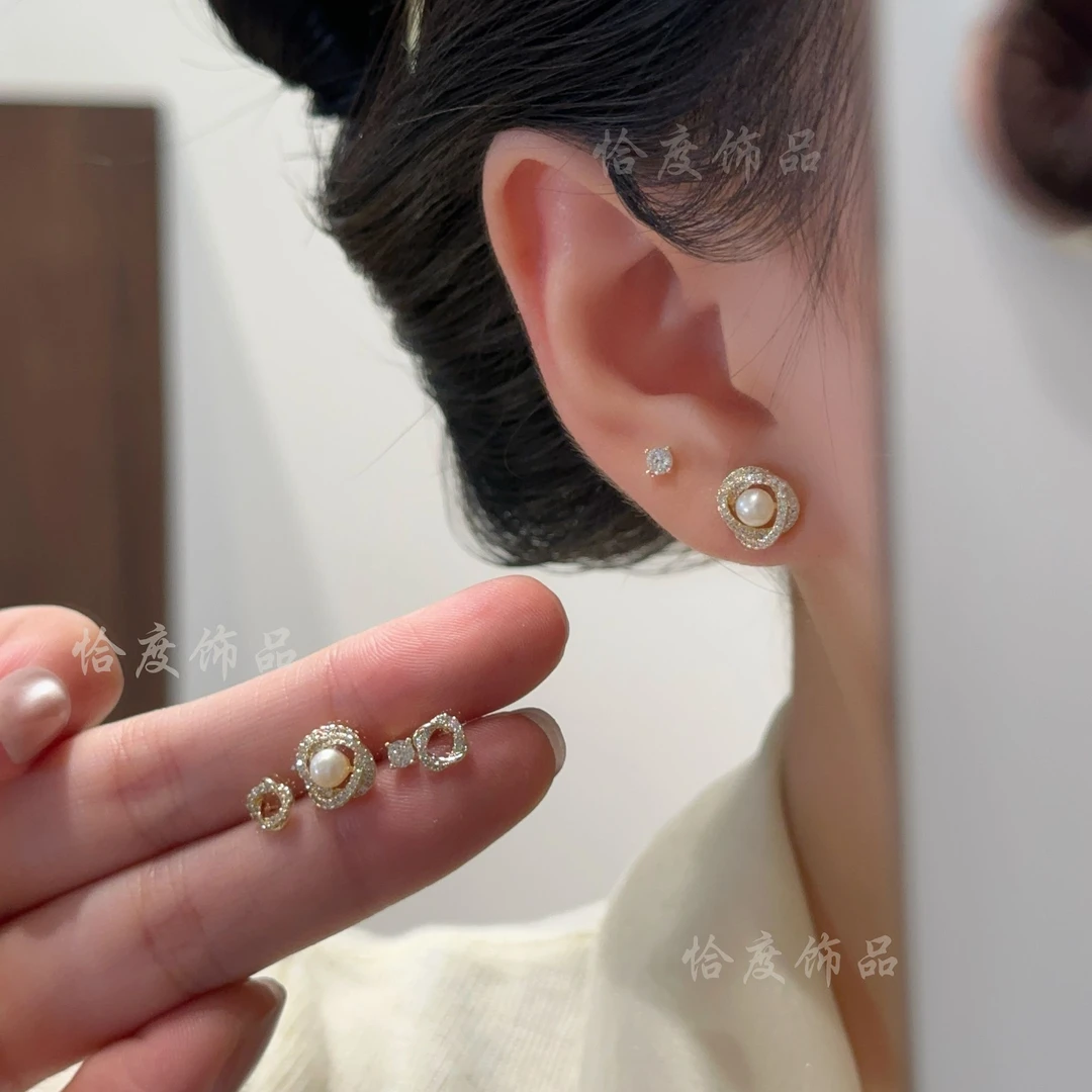 【恰度】精致珠珠锆石六件套耳钉小众个性设计