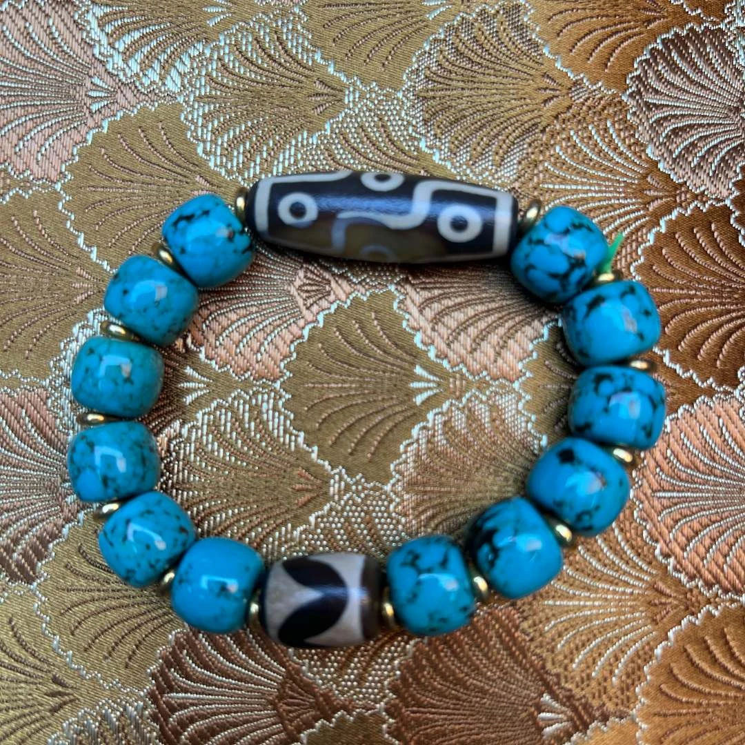 非金属手链 【 炎轩文趣斋】绿天眼桶珠手串