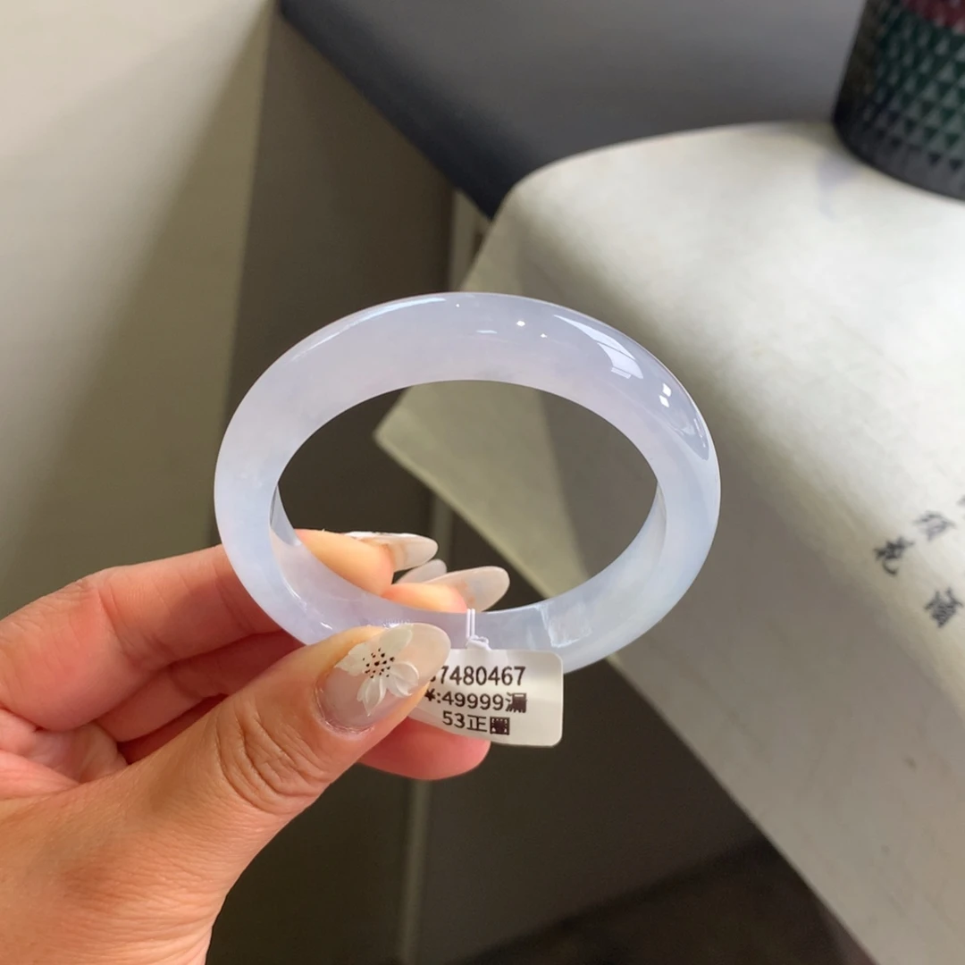 翡翠手镯未镶嵌冰种紫底53正圈