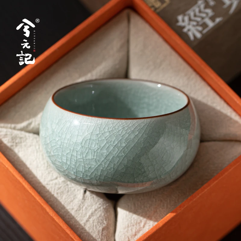 冰花汝窑茶杯主人杯单杯高档陶瓷品茗杯个人专用开片喝茶杯子茶盏