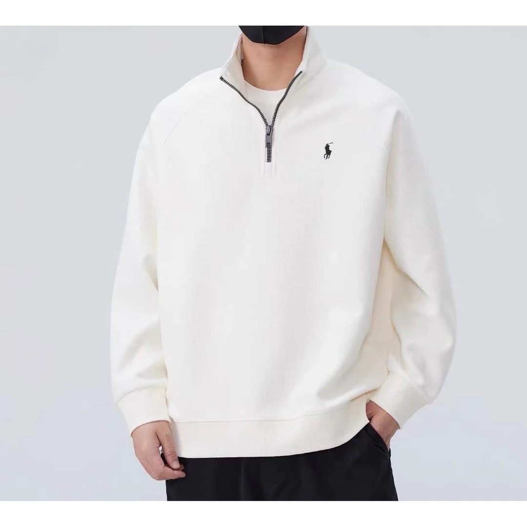 “AW”2025秋季新品.战马2.0奢感刺绣半拉链卫衣纯色长袖R-88725