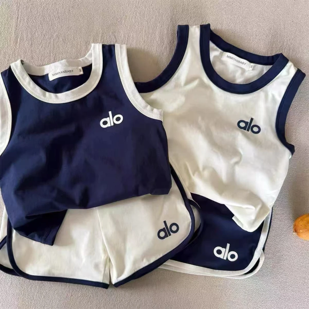 儿童背心套装夏季新款撞色两件套休闲百搭背心短裤运动爆款套装